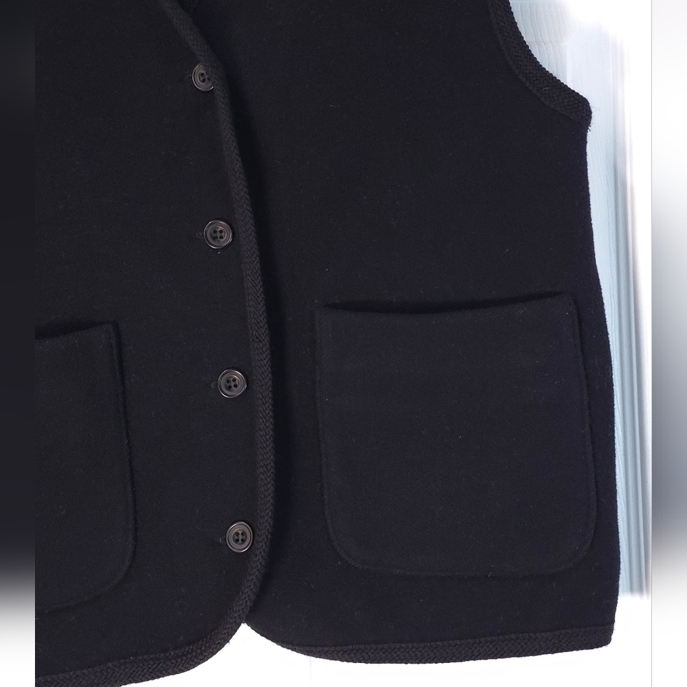 Vintage Reversible Green Black Wool Button Front Vest Unisex Size M - Picture 10 of 14